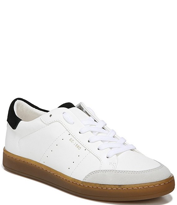 Color:White/Black - Image 1 - Josi Gum Sole Leather Lace-Up Sneakers