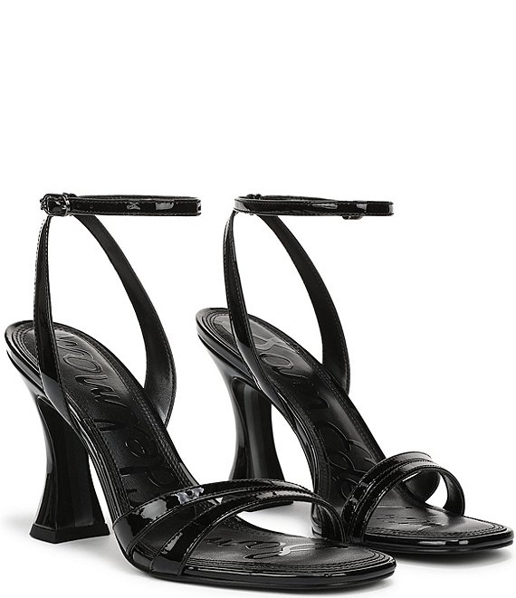 black patent leather dress sandals Sam Edelman Junie Strappy Square Toe vt::Dresses::Neckline::Mockneck