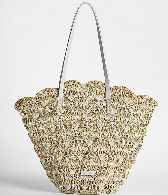 Sam Edelman Laylah Raffia Scalloped Woven Tote Bag | Dillard's