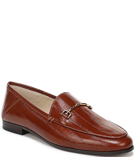 Sam Edelman Loraine Polished Eel Print Leather Bit Buckle Loafers