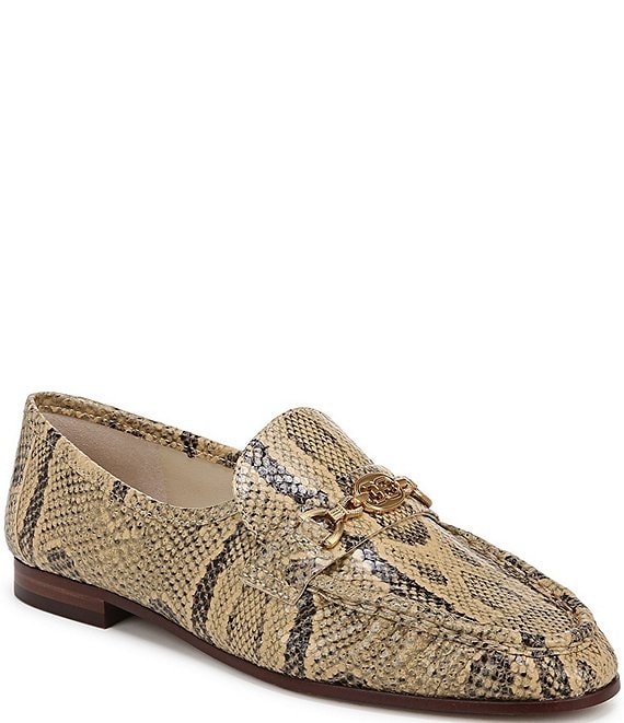 Sam Edelman Lucca Snake Print Leather Ruched Bit Buckle Flat Loafers Dillard s