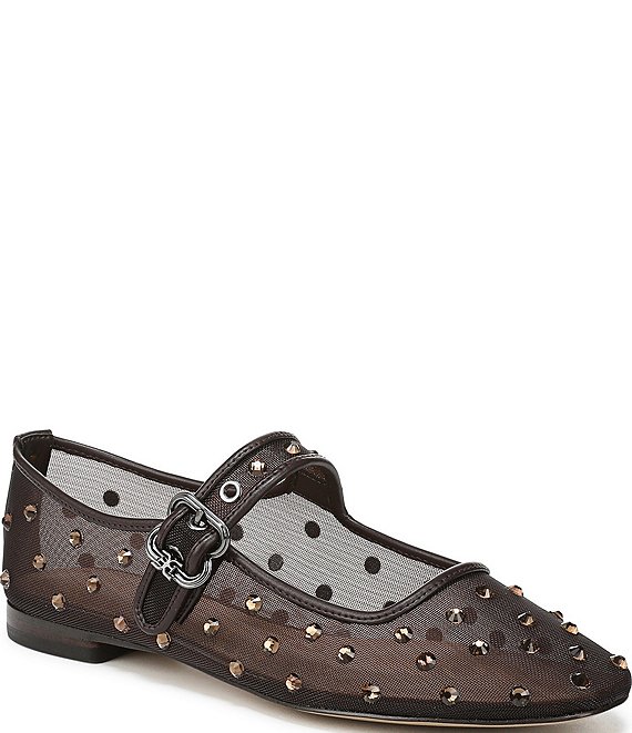 Sam Edelman Michaela Shine Rhinestone Embellished Mesh Mary Jane Flats