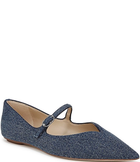 Sam Edelman Noa Denim Fabric Pointed Toe Mary Jane Flats Dillard s