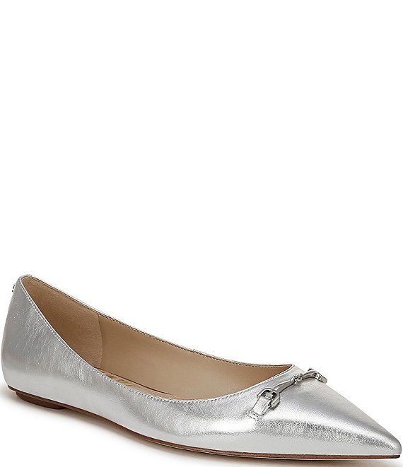 Silver Metallic Good American Statement Pointed Toe Flats in sz store 8.5