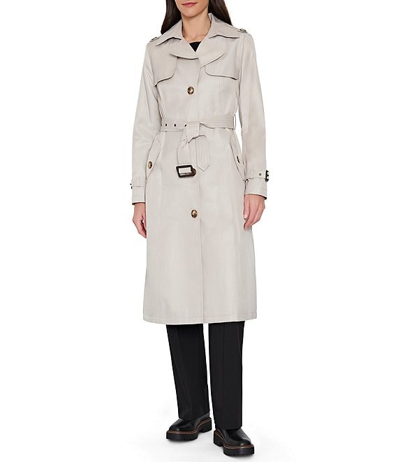 Sam Edelman Notch Collar Front Shield Single Breasted Trench Coat
