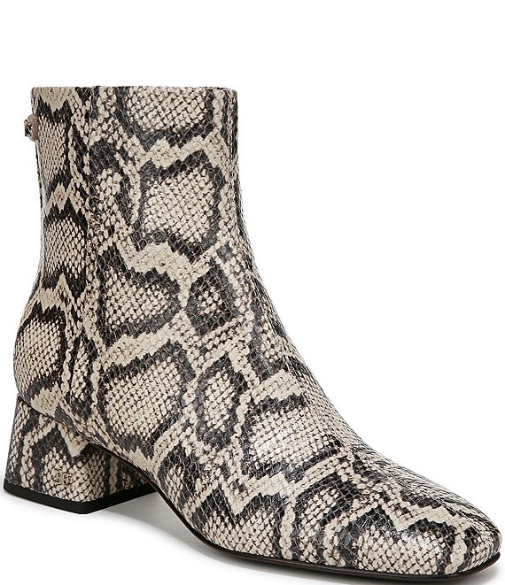 Sam Edelman Paige Snake Print Leather Square Toe Dress Booties