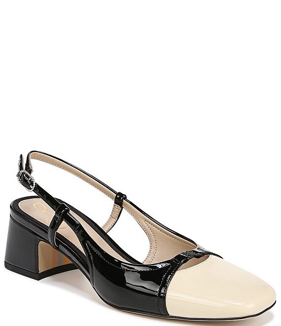 Patent leather-effect slingback shoes - Woman