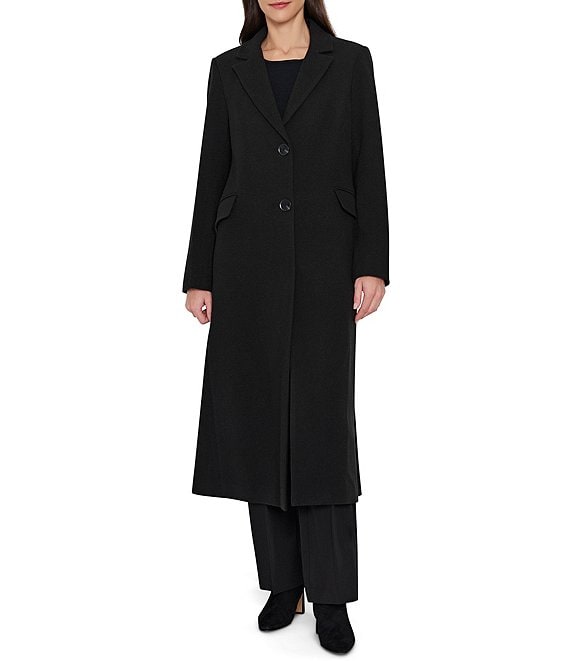 Sam Edelman Twill Wool Blend Notch Collar Button Front Maxi Blazer Coat