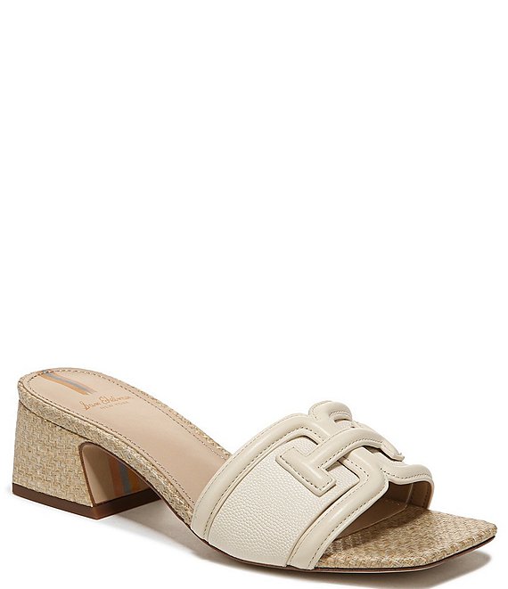 Sam Edelman Waylon Pebbled Leather and Raffia Double E Detail Slide Sandals Dillard s