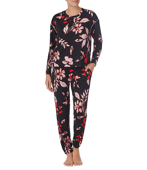 Sanctuary Floral Print Long Sleeve Pullover & Joggers Brushed Jersey Pajama  Set