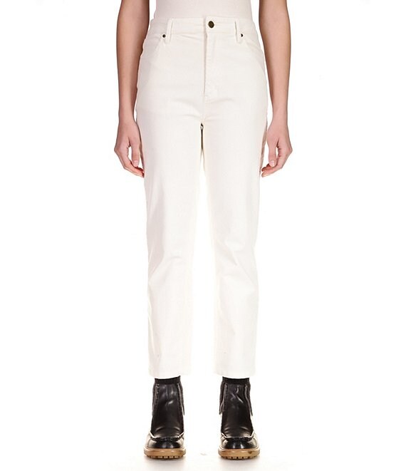 Color:Creme - Image 1 - Good Vibes High Rise Stretch Denim Straight Leg Crop Jeans