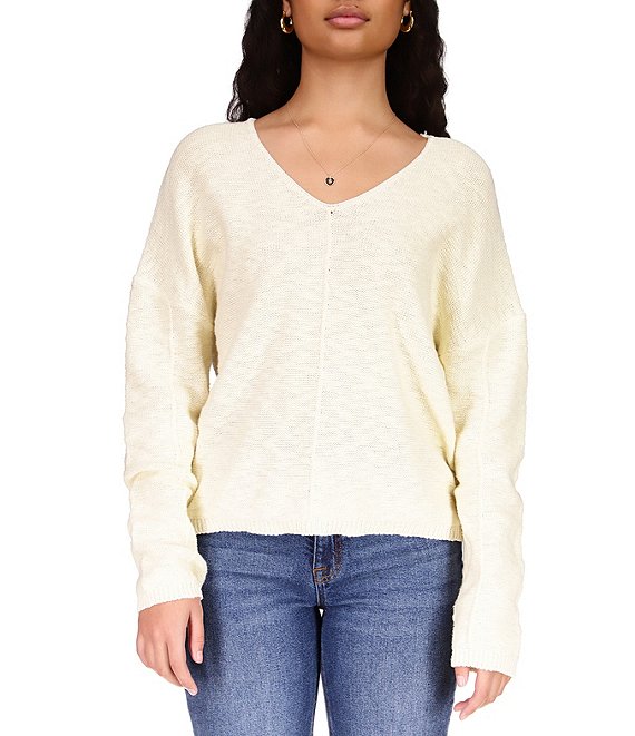 Color:Brulee - Image 1 - Keep It Chill V-Neck Long Sleeve Pullover Sweater