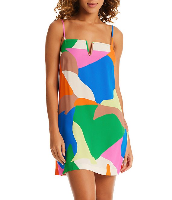 Color:Multi - Image 1 - Multiscape Cover-Up Dress