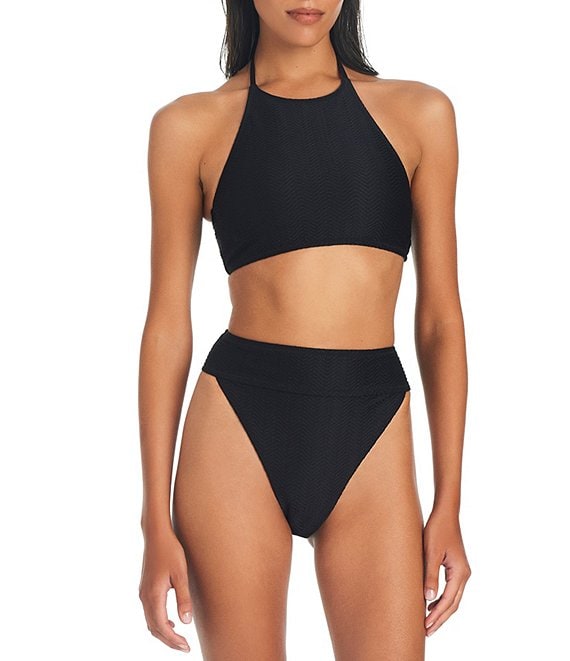 Sanctuary On The Water Textured High Neck Underwire Swim Top
