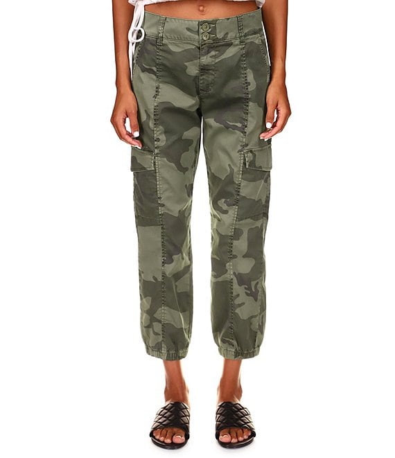 Color:Hiker Camo - Image 1 - Rebel Camo Print Cargo Pocket High Rise Ankle Pants