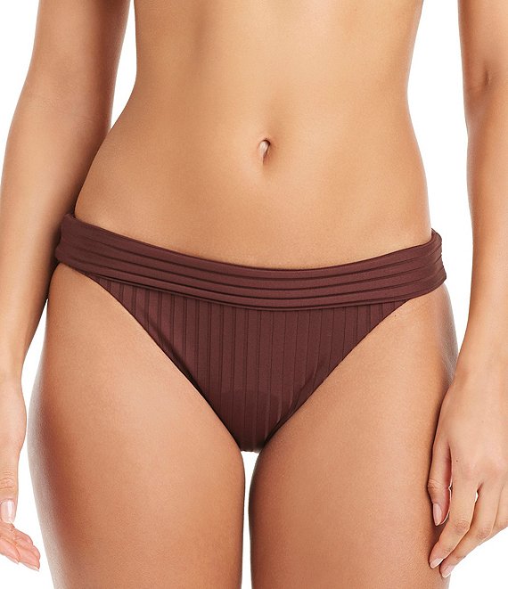 Sanctuary Refresh Rib Solid Banded Waist Hipster Swim Bottom