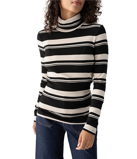 Women Spandex Knitted Stripe Long Sleeve Top Women Spandex Knitted Stripe Long Sleeve Top
