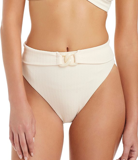 Sanctuary Stay Connected Solid Texture High Waist Swim Bottom
