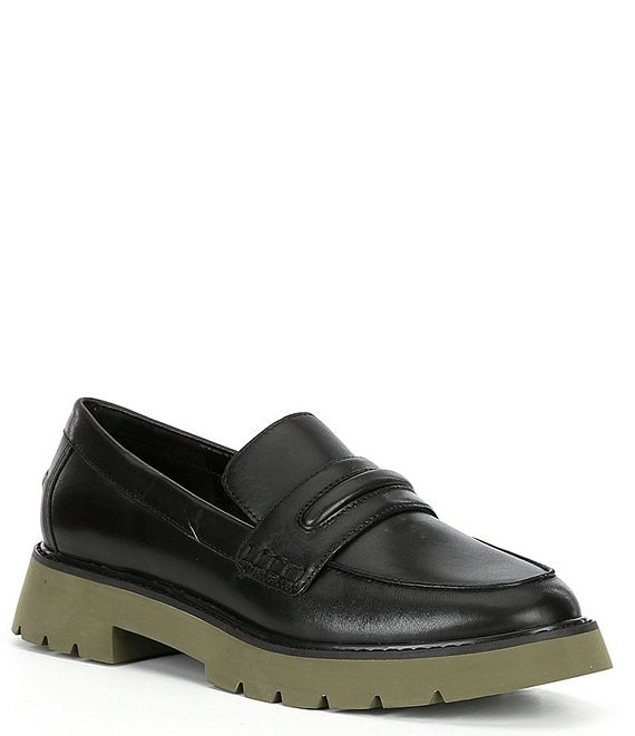 Color:Black - Image 1 - Westside Leather Lug Sole Loafers