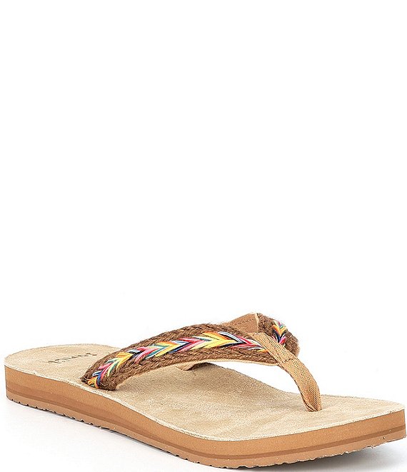 Sanuk Women's Fraidy Hemp Rainbow Flip Flops | Dillard's