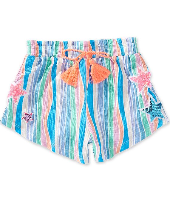 Sara Sara Little Girls Striped Star Patch Pull-On Shorts