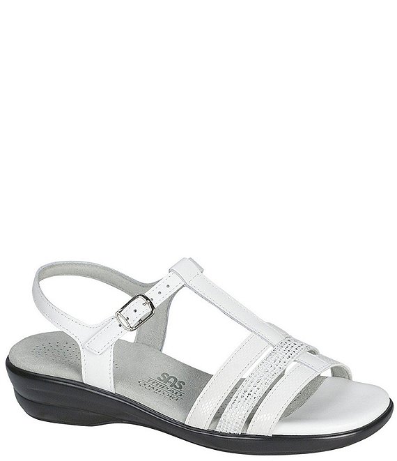 Color:White - Image 1 - Capri Comfort Metallic Strap Sandals