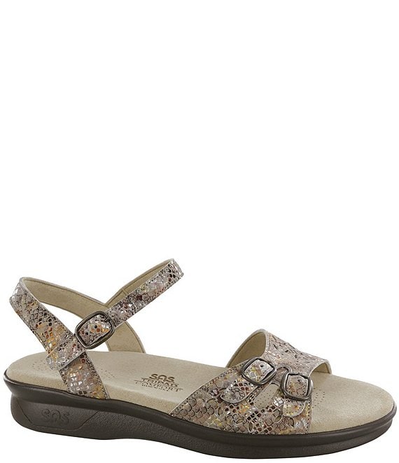 Color:Multi Snake Taupe - Image 1 - Duo Snake Print Leather Sandals