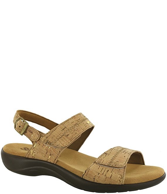 Color:Golden Cork - Image 1 - Nudu Cork Heel Strap Wedge Sandals