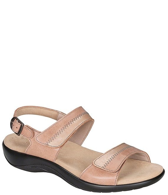 Color:Dawn - Image 1 - Nudu Two-Toned Leather Heel Strap Sandals