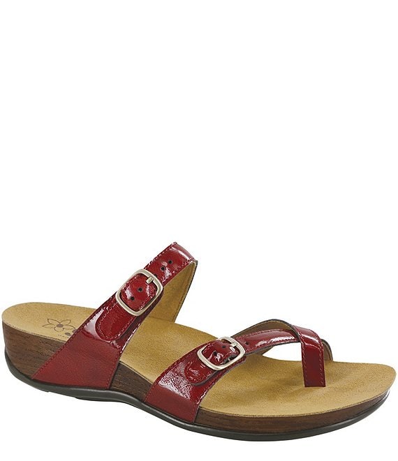 Color:Lipstick - Image 1 - Shelly Patent Leather Slide Wedge Sandals