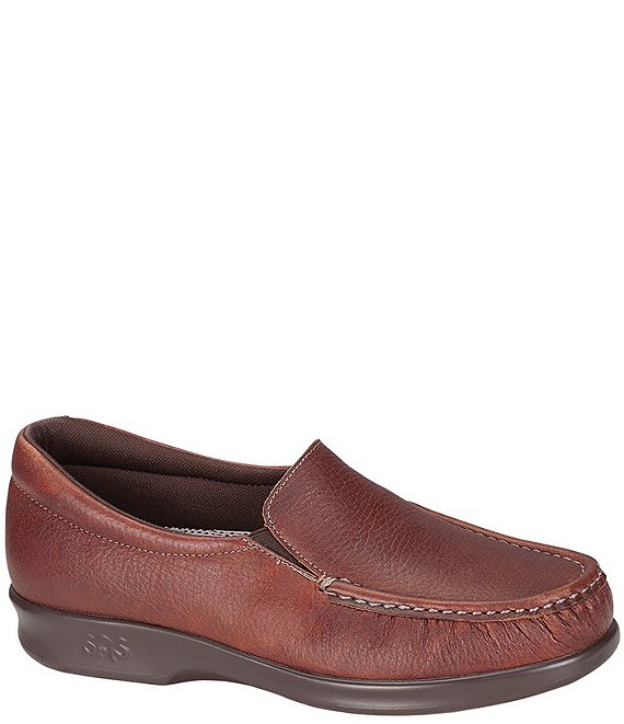 Color:Mulch - Image 1 - Twin Leather Moc Toe Loafers