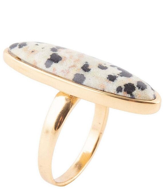 Color:Jasper/Gold - Image 1 - Bronze and Dalmatian Jasper Statement Ring
