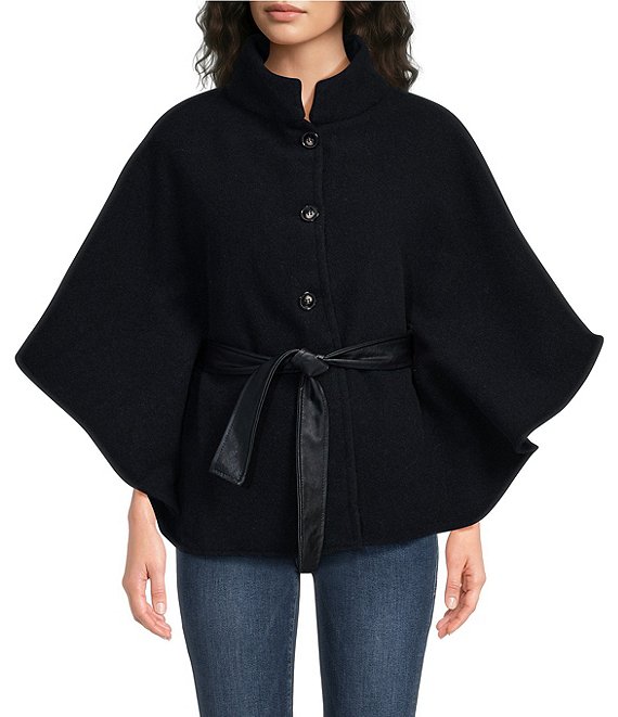 SASSO + SMYTH Faux Leather Belted Cape