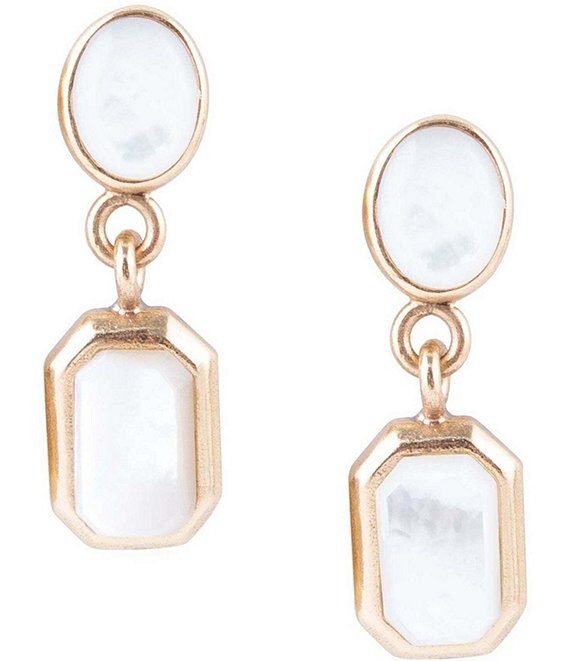SASSO + SMYTH Olympia Genuine Faceted Stone and Bronze Drop Earrings