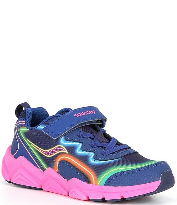 Color:Neon/Blue/Pink - Image 1 - Girls' Flash A/C 3.0 Running Sneakers (Youth)