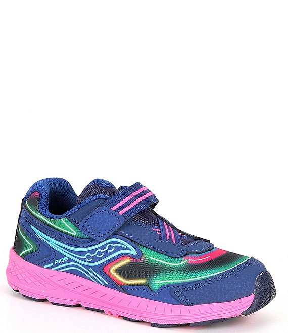 Color:Neon/Blue/Pink - Image 1 - Girls' Ride 10 Jr Leather And Mesh Running Shoes (Infant)