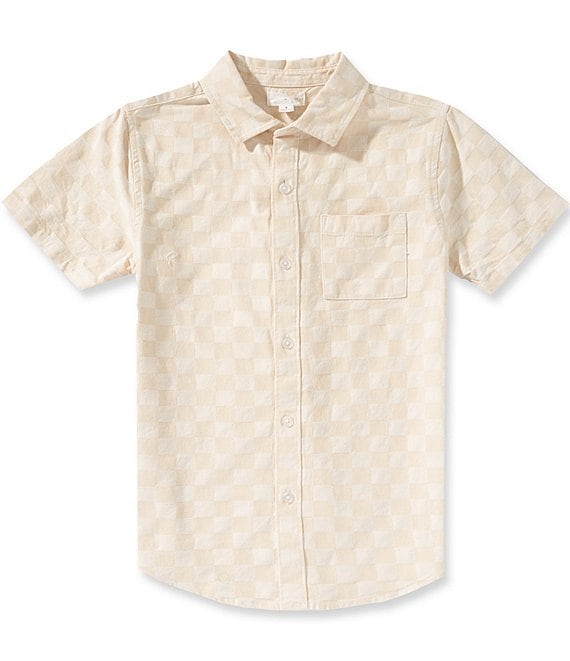 Scene&Heard Big Boys Checkerboard Short Sleeve Button Front Sportshirt