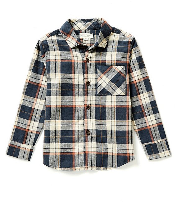 Scene&Heard Little Boys 2T-7 Long Sleeve Button Front Navy Plaid Sport ...