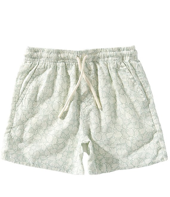 Scene&Heard Little Boys Linen Blend Leaf Print Pull On Shorts
