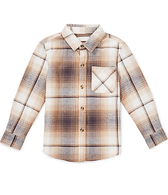 Scene&Heard Little Boys Plaid Long Sleeve Button Front Sport Shirt