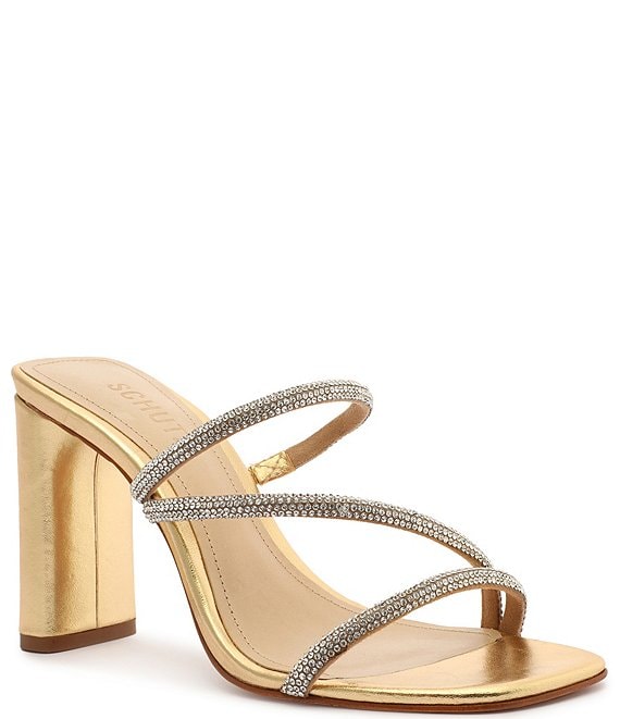 Schutz Chessie Metallic Rhinestone Embellished Dress Sandals | Dillard's