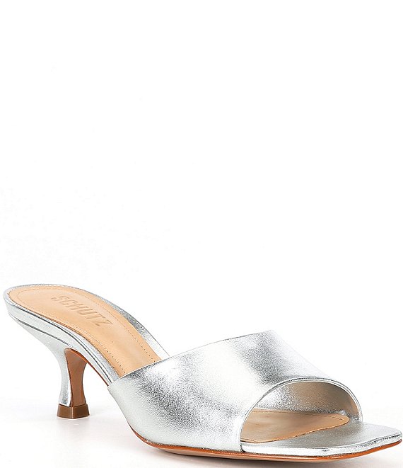 Schutz Dethalia Leather Square Toe Slide Sandals | Dillard's