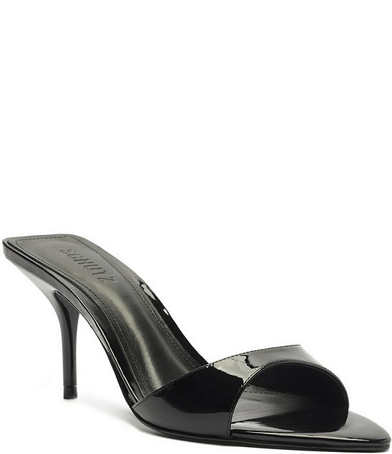 Schutz Elodie Patent Leather Stiletto Slide Sandals