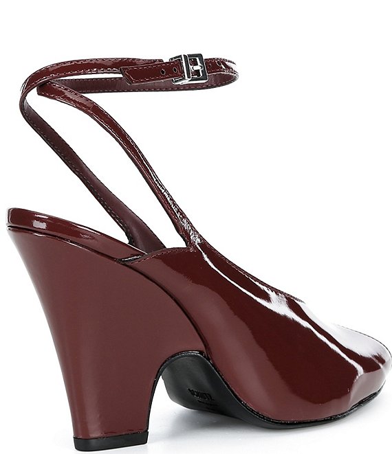 Schutz Liv Patent Leather Pointed Peep Toe Ankle Strap Sculpted