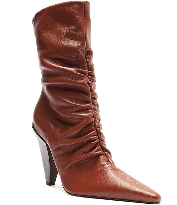 Schutz Lynn Leather Ruched Dress Booties Dillard s