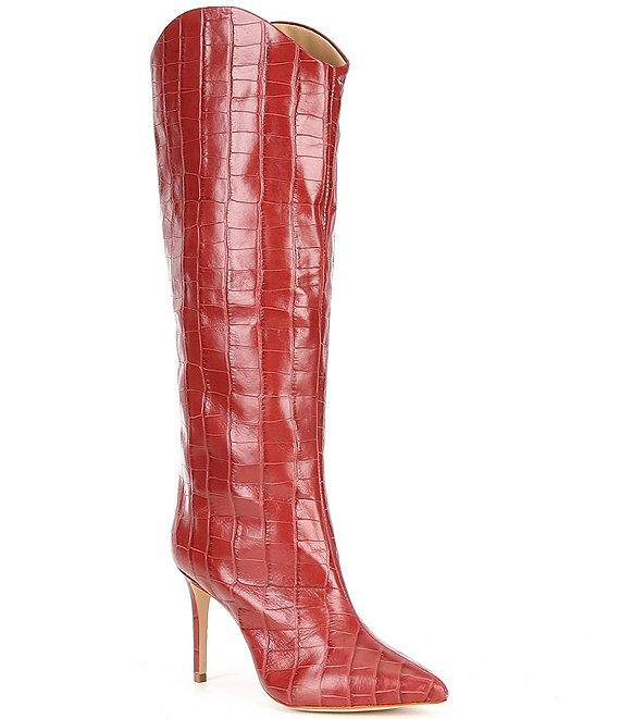 Schutz Maryana Crocodile Embossed Leather Western Tall Boots | Dillard's