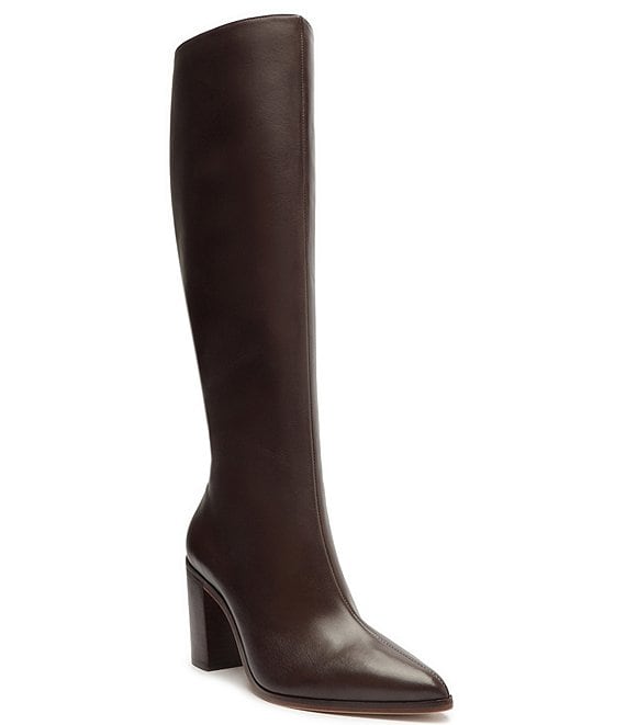 Schutz Mikki Up Block Leather Block Heel Tall Boots | Dillard's