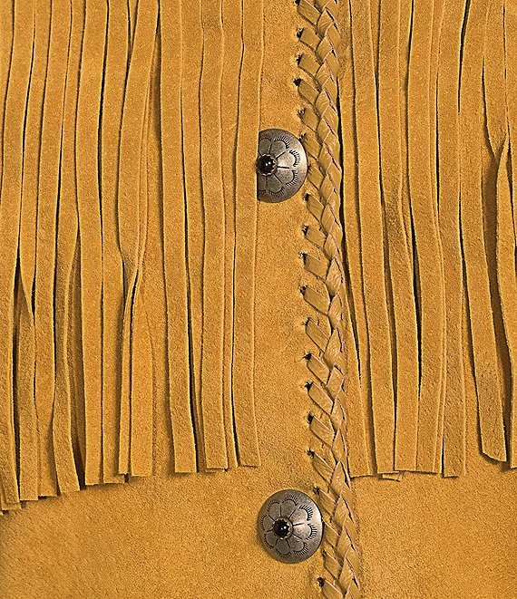 Scully Suede Leather Whipstitch Collar Fringe Jacket | Dillard's