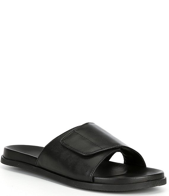 Color:Black - Image 1 - Men's Santiago Leather Slide Sandals
