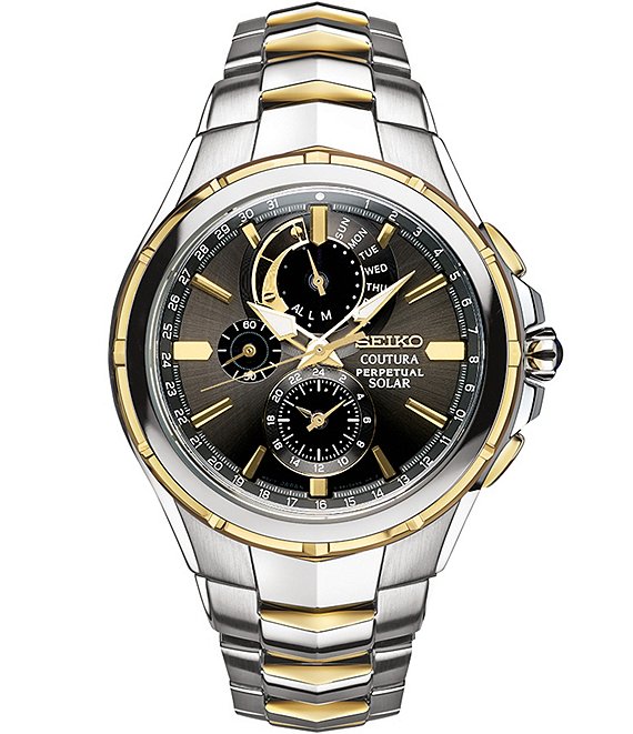 Seiko Men's Coutura Perpetual Solar Alarm Quartz Chronograph Two Tone  Bracelet Watch | Dillard's